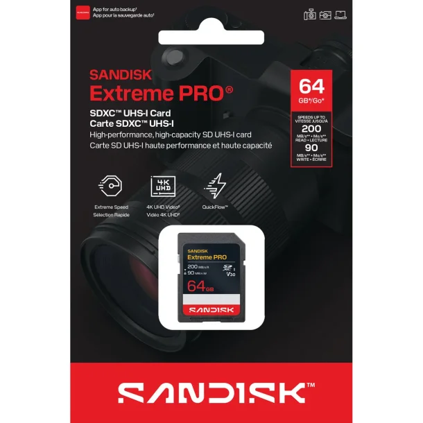 SANDISK  SD Extreme Pro 64GB 200/90MB/s C10 UHS U3 V30 RPD2