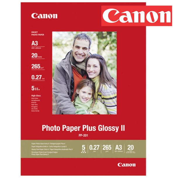 CANON PP-201 FOTOPAPIR PLUS GLOSSY II 265G (20) 20 STK A3