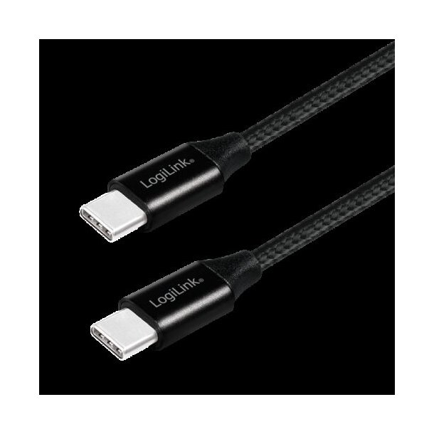 LOGILINK USB-C M-M STOFKABEL SORT 1M USB 2.0